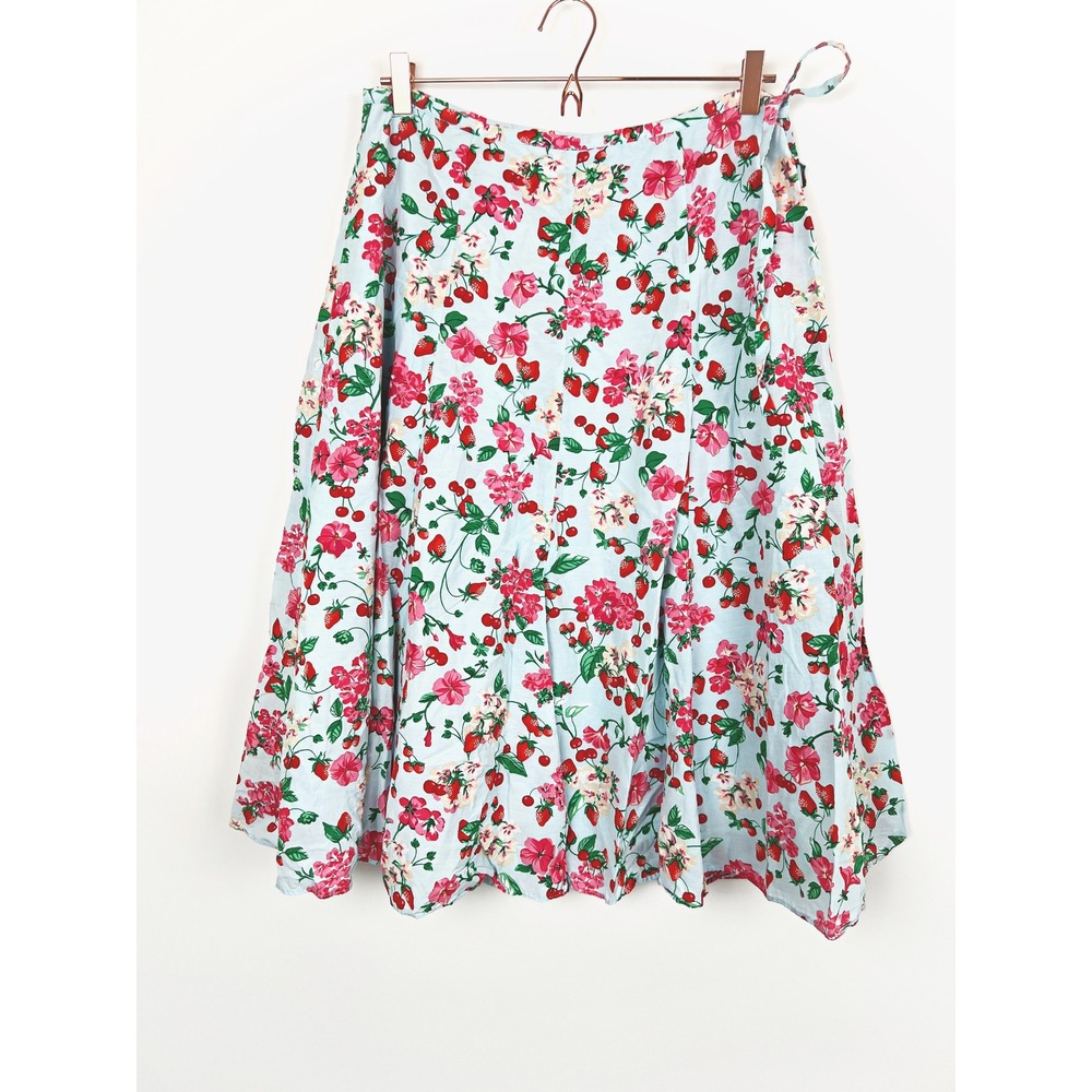 Ann Taylor Strawberry Tie Waist Wrap Midi Skirt 14P